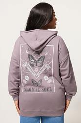 YOURS Plus Size Mauve Purple Celestial Hoodie | Yours Clothing 4