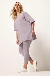 YOURS Plus Size Light Purple Crop Leggings | Yours Clothing 1