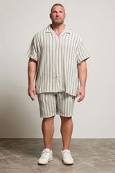 JACK & JONES Big & Tall Green Stripe Print Resort Shirt | BadRhino 1