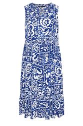 EVANS Curve Blue Abstract Print Tie Neck Midi Dress