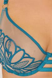 PLAYFUL PROMISES Teal Blue Embroidered Underwired Bra 5
