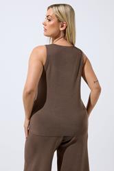 LIMITED COLLECTION Plus Size Chocolate Brown Knitted Waistcoat | Yours Clothing 4