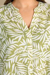 EVANS Plus Size Green Leaf Print Linen Shirt | Evans  5