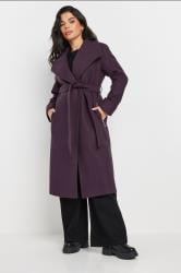 PixieGirl Petite Women's Purple Belted Wrap Coat | PixieGirl 3