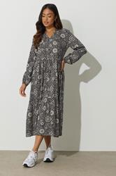 PixieGirl Petite Women's Black Floral Tie Midi Dress | PixieGirl 3
