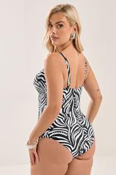 YOURS Plus Size Black & White Geometric Print Swimsuit | Yours Clothing 5