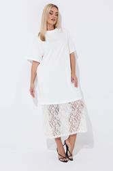 LIMITED COLLECTION Plus Size White Lace Trim Dress | Yours Clothing 1