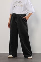 YOURS Plus Size Black Faux Suede Wide Leg Trousers | Yours Clothing 3