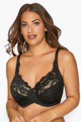YOURS Plus Size Black Stretch Lace Non-Padded Underwired Balcony Bra | Yours Clothing  3
