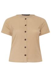 LIMITED COLLECTION Curve Beige Crinkle Short Sleeve Top