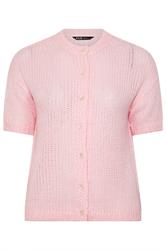 YOURS Curve Pink Short Sleeve Soft Touch Cardigan