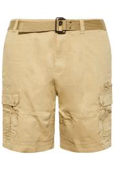 KAM Big & Tall Beige Brown Canvas Cargo Shorts