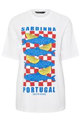 LIMITED COLLECTION Curve White 'Sardinia' Fish Graphic T-Shirt