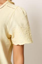 M&Co Yellow Embroidered Sleeve Cotton T-Shirt | M&Co 4