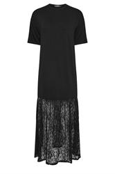 PixieGirl Petite Women's Black Lace T-Shirt Maxi Dress | PixieGirl 5