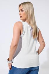 LIMITED COLLECTION Plus Size White Lace Trim Vest Top | Yours Clothing 2