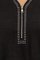 EVANS Plus Size Black Zip Front Stud Detail Top | Evans 4