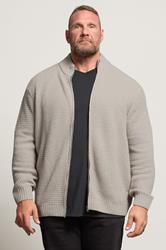 BadRhino Big & Tall Natural Brown Wool Zip Through Jumper | BadRhino 3