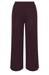 YOURS Curve Dark Purple Knitted Wide Leg Trousers