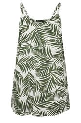 YOURS Curve Sage Green Palm Leaf Linen Vest Top