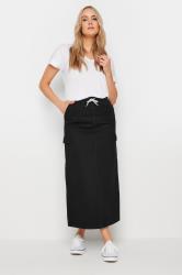 LTS Tall Black Wash Cargo Cotton Denim Maxi Skirt | Long Tall Sally 1