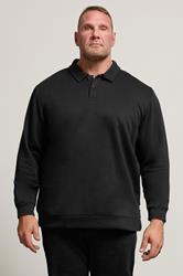 JACK & JONES Big & Tall Black Radley Polo Sweatshirt | BadRhino 3