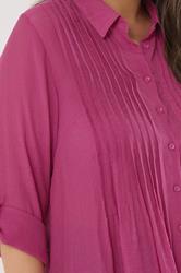 EVANS Plus Size Pink Pintuck Tab Sleeve Shirt | Evans 5