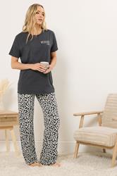 LTS Tall Women's Charcoal Grey 'Weekend Vibes' Slogan Pyjama Set | Long Tall Sally 3