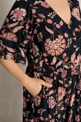 EVANS Plus Size Black Floral Crinkle Button Through Maxi Dress | Evans 5
