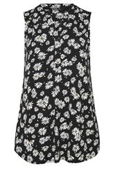 YOURS Curve Black Daisy Floral Sleeveless Blouse