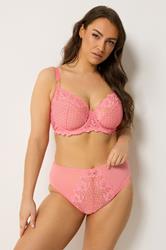 YOURS Plus Size Pink Fishnet Lace Underwired Bra | Yours Clothing 1