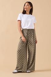 PixieGirl Petite Women's Brown Polka Dot Crepe Wide Leg Trousers | PixieGirl 3