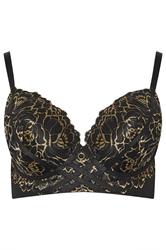 YOURS Plus Size Black & Gold Floral Padded Bra | Yours Clothing 5