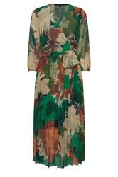 STAR Green Abstract Pleated Dress
