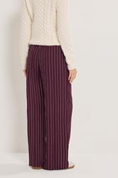 LTS Tall Burgundy Red Striped Wide Leg Trousers | Long Tall Sally 2