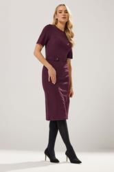 LTS Tall Berry Red Tailored Button Midi Dress | Long Tall Sally 1