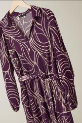 EVANS Plus Size Purple Linear Print Belted Shirt Dress | Yours Clothing 6