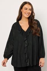 EVANS Plus Size Black Zebra Burnout Frill Detail Blouse | Evans 3