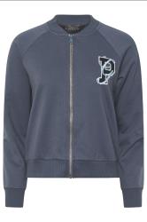 PixieGirl Petite Women's Blue Embroidered Initial Jersey Bomber Jacket | PixieGirl 6