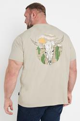 BadRhino Big & Tall Natural Brown Cow Skull Graphic T-Shirt | BadRhino 2