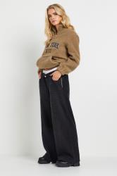 PixieGirl Petite Women's Beige Brown Slogan Half Zip Teddy Fleece | PixieGirl 1