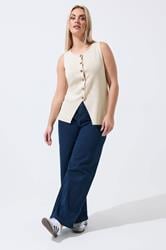 LIMITED COLLECTION Plus Size Cream Knitted Waistcoat | Yours Clothing 1