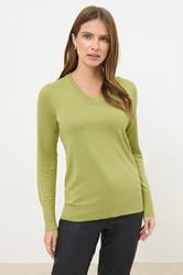 M&Co Green V-Neck Long Sleeve Jumper | M&Co 3