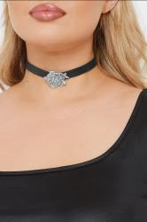  Silver Tone Floral Diamante Choker Necklace | Yours Clothing 1