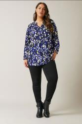 EVANS Plus Size Blue Animal Print Jersey Crepe Blouse | Evans 2