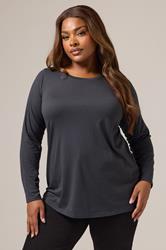 YOURS Plus Size Grey Long Sleeve Core T-Shirt | Yours Clothing 3