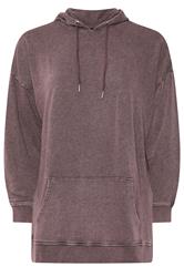 YOURS Curve Burgundy Red Acid Wash Hoodie