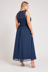 YOURS LONDON Plus Size Navy Blue Lace Bodice Maxi Dress | Yours Clothing  2