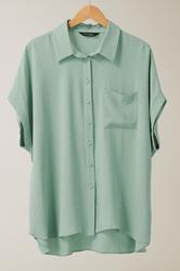 EVANS Curve Mint Green Grown-On Sleeve Blouse