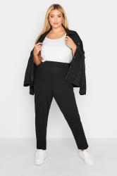 Plus Size Black Double Pleat Jersey Stretch Joggers | Yours Clothing 1